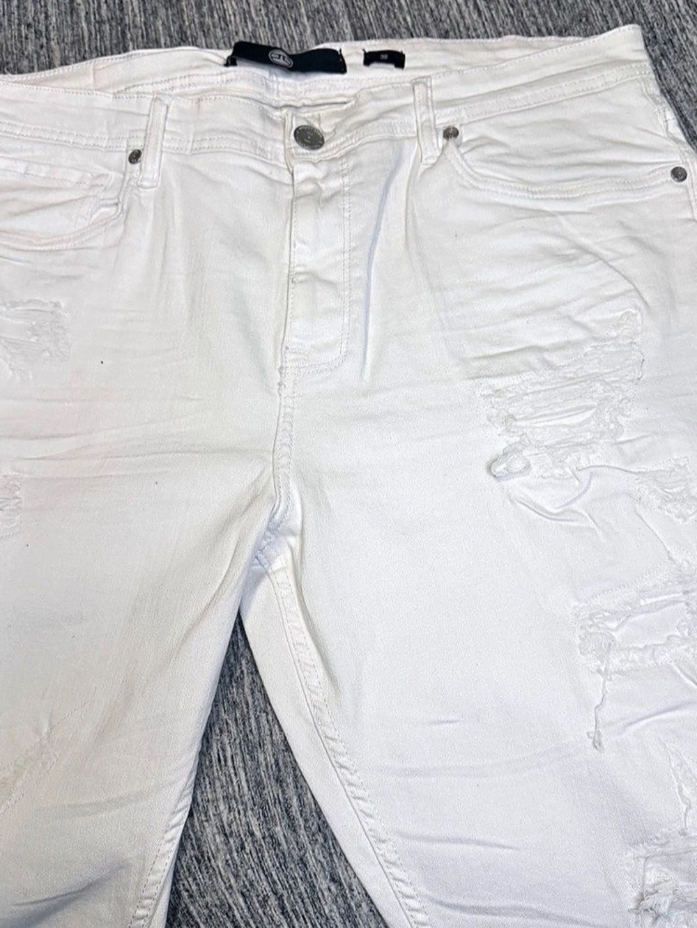 SOPRANI Distressed Straight Leg Jeans in White Waist 38 - Picture 2 of 6
